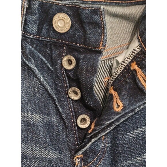 Moussy Vintage SZ 25 Wms Button Fly Jeans  Dark Wash Hand Distressed Japanese - Picture 6 of 14